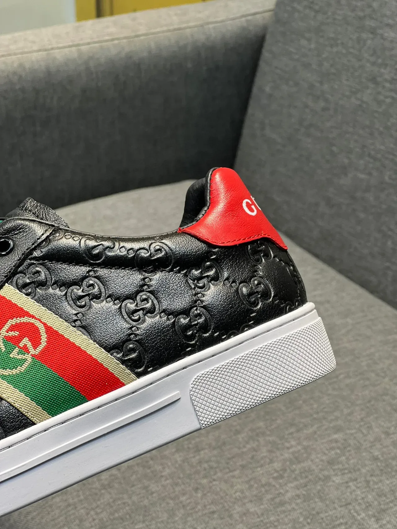 Gucci Ace Noir Rouge Vert Rayures Web Lifestyle Sneakers 6
