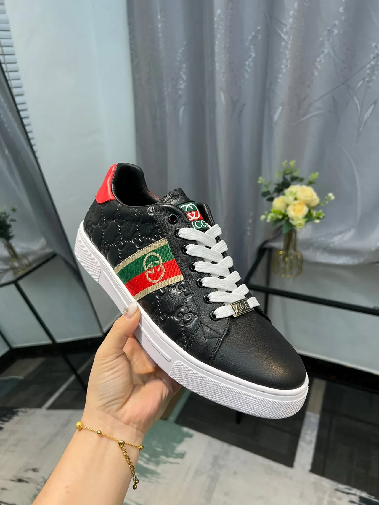 Gucci Ace Noir Rouge Vert Rayures Web Lifestyle Sneakers 7