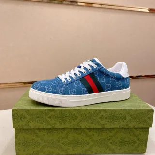 Gucci Ace حذاء رياضي أزرق GG Monogram Denim Web Stripe Lifestyle