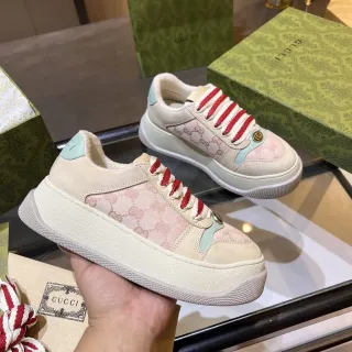 Gucci Ace Pink and Beige GG Jacquard Lifestyle Sneakers