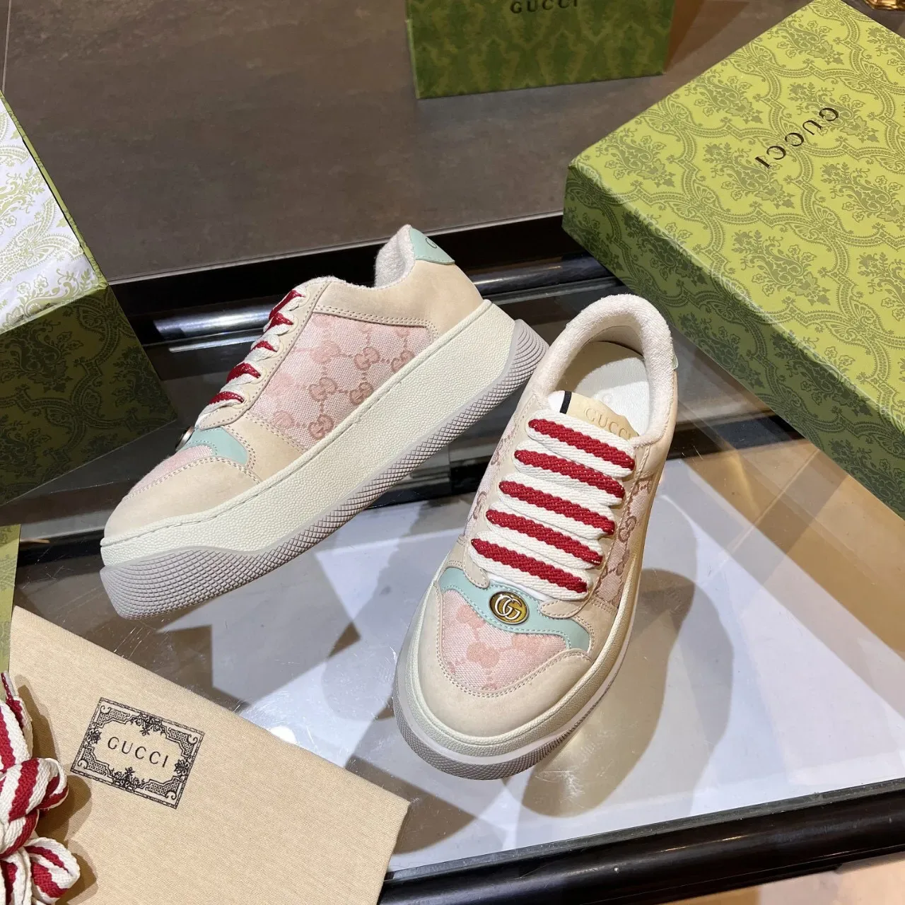 Gucci Ace Pink and Beige GG Jacquard Lifestyle Sneakers 3