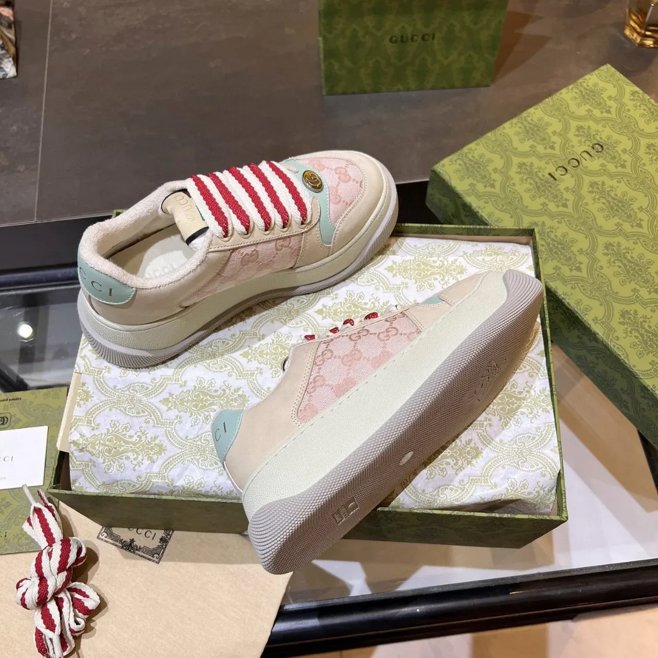 Gucci Ace Pink and Beige GG Jacquard Lifestyle Sneakers 6