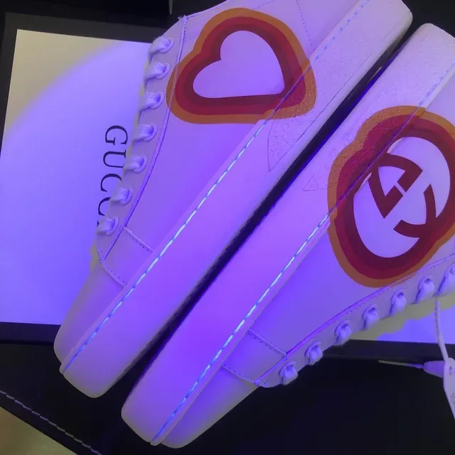 Gucci Ace White Red Leather Upper Bold Circular Logo Lifestyle Sneakers 6