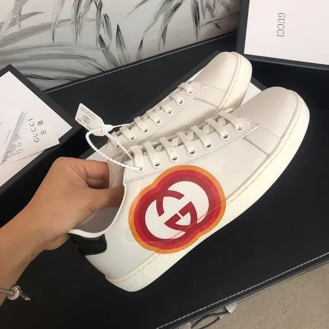 Gucci Ace White Red Leather Upper Bold Circular Logo Lifestyle Sneakers 7