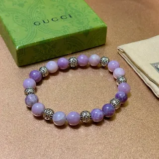Gucci Beaded Lavender and Violet Gemstone Bracelet