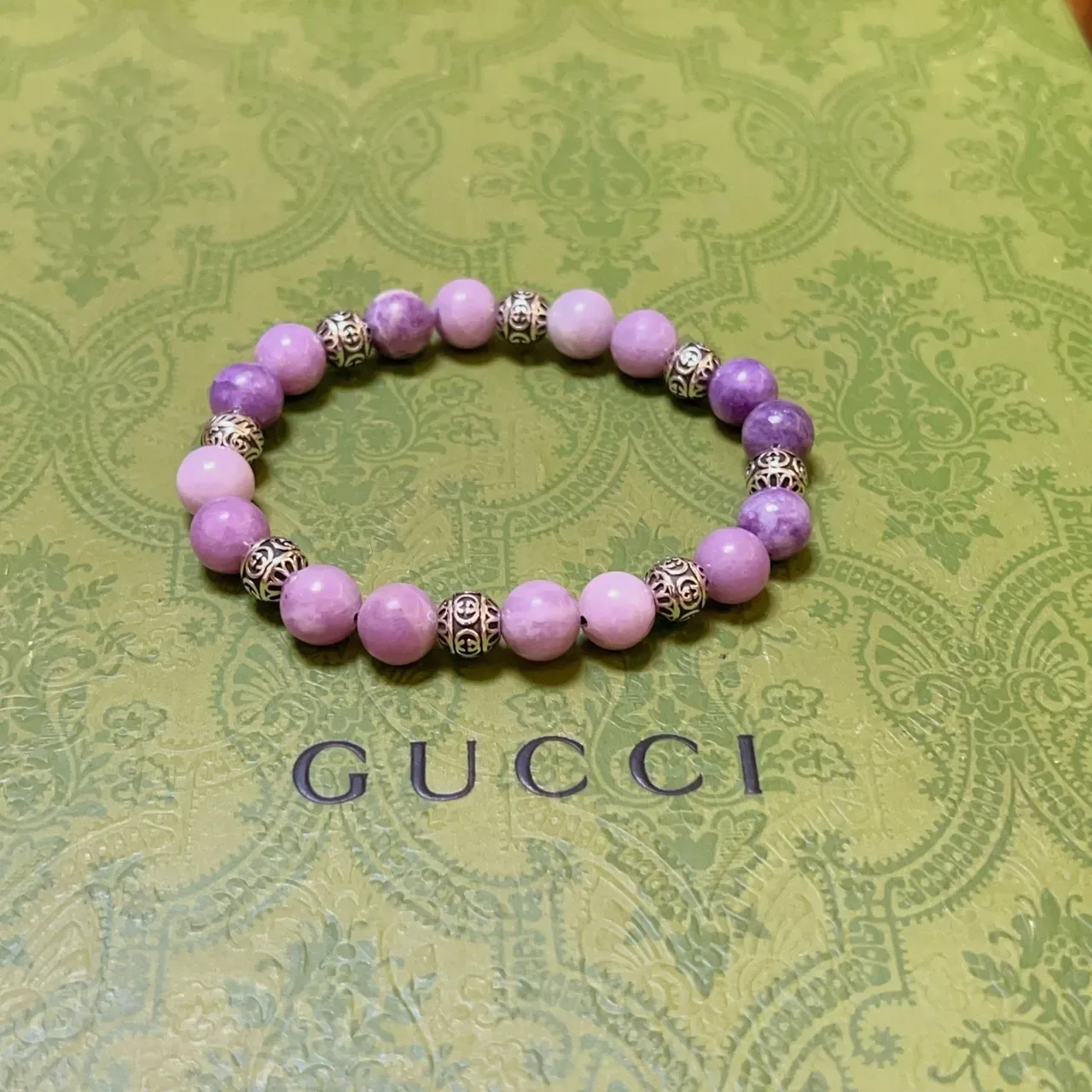 Gucci Beaded Lavender and Violet Gemstone Bracelet 3