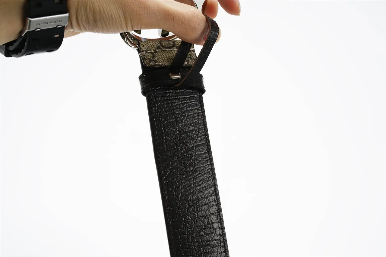 Gucci Beige Black Interlocking G Buckle GG Monogram Canvas Leather Belt 8