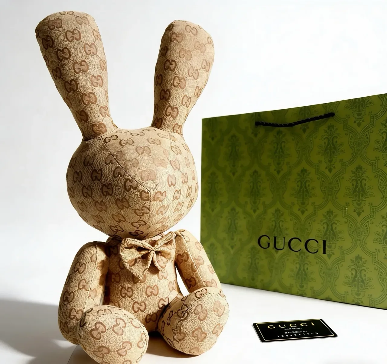 Gucci Beige Brown GG Monogram Jacquard Fabric Seated Rabbit Silhouette Handbag 2