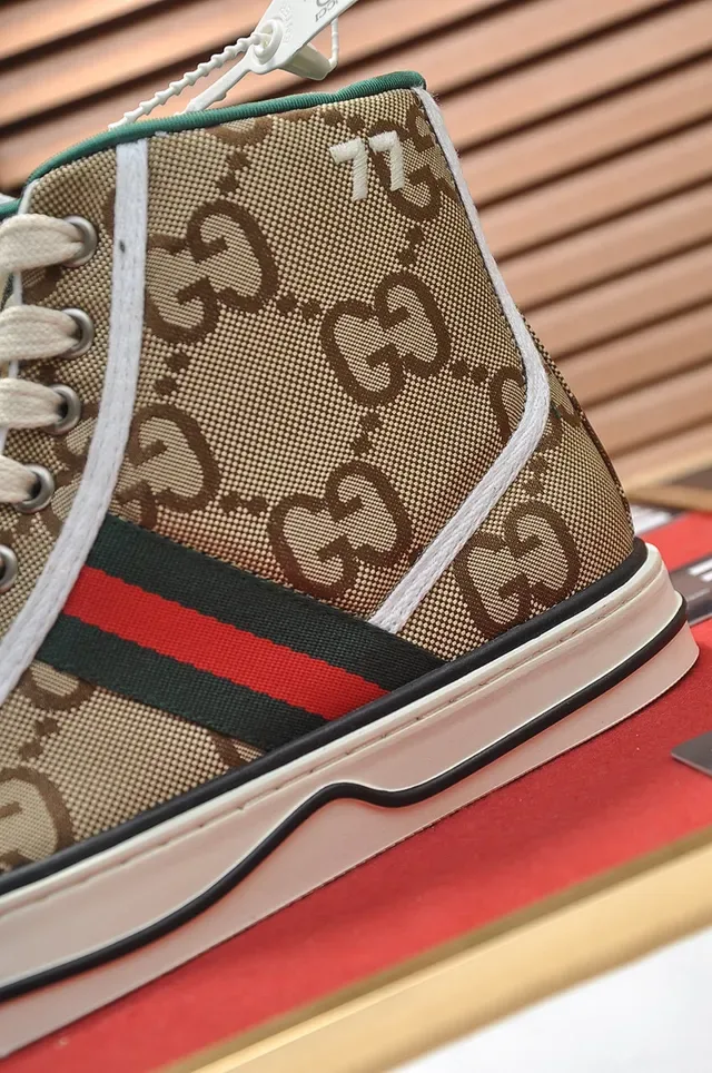 Gucci Beige Brown High-Top Monogram Canvas Lifestyle Sneakers 2