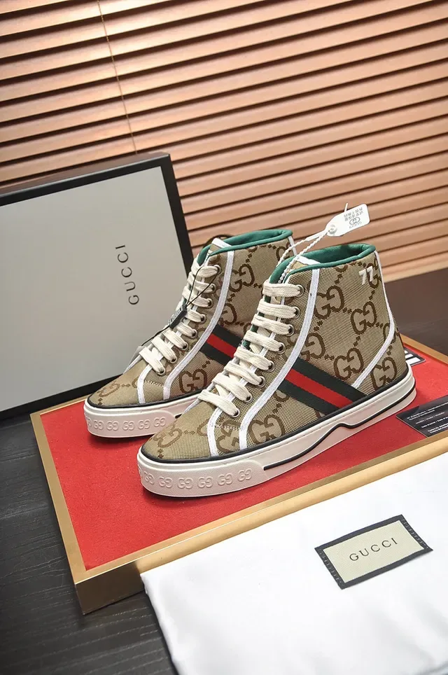 Gucci Beige Brown High-Top Monogram Canvas Lifestyle Sneakers 7