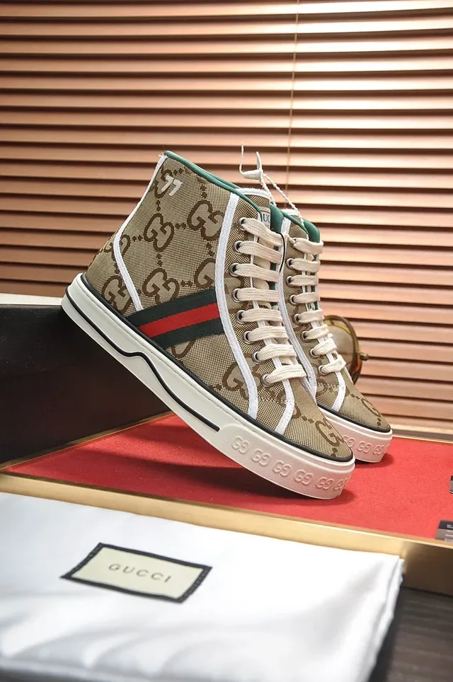 Gucci Beige Brown High-Top Monogram Canvas Lifestyle Sneakers 8