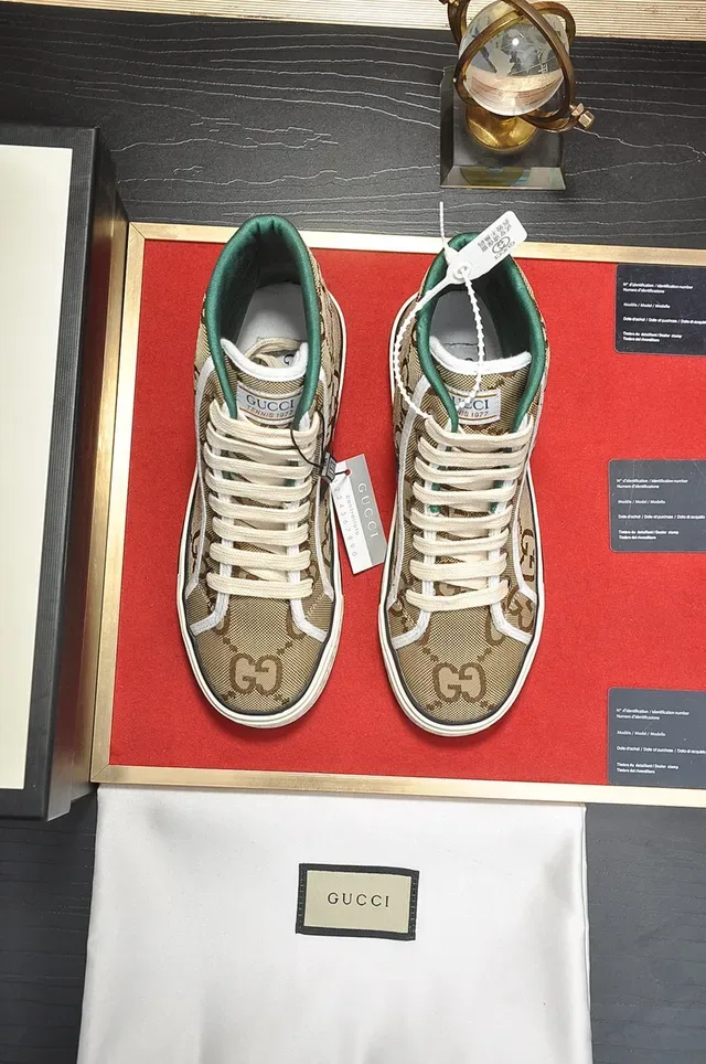 Gucci Beige Brown High-Top Monogram Canvas Lifestyle Sneakers 9