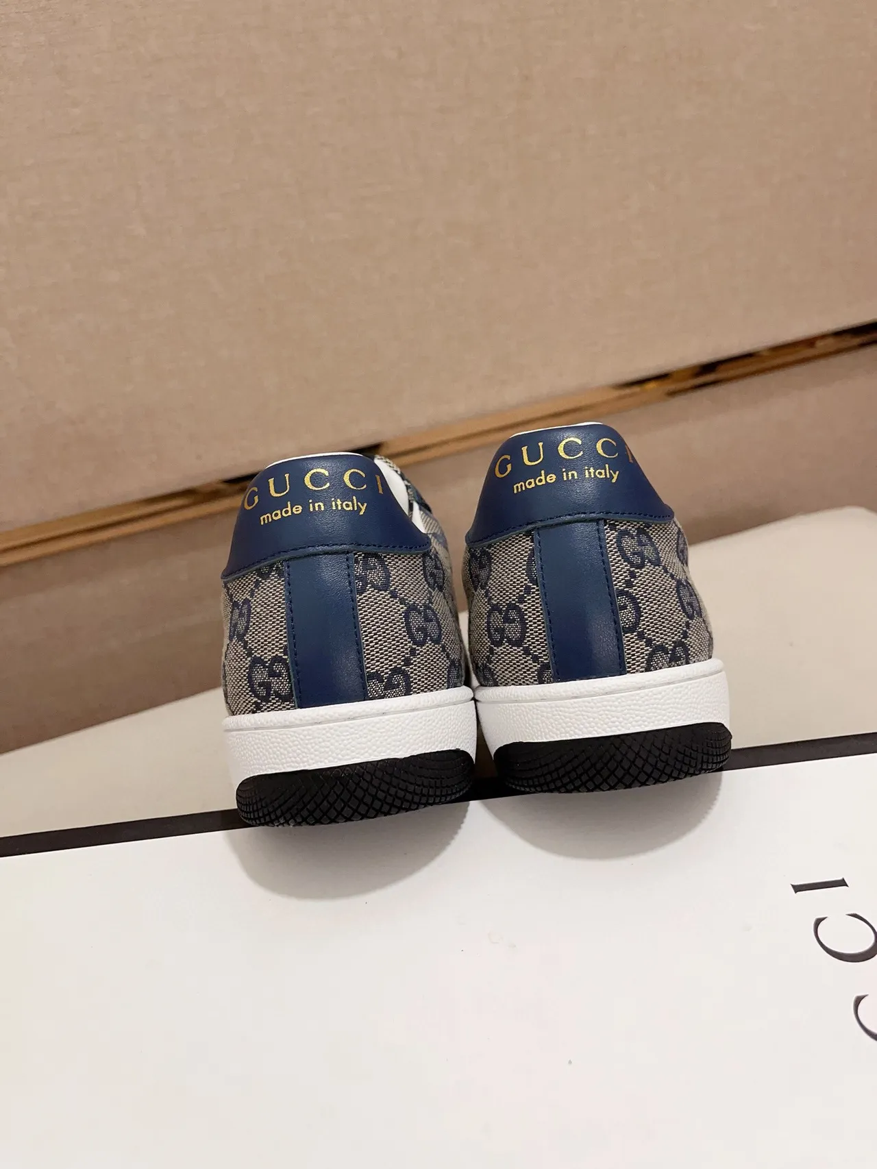 Gucci Beige Navy GG Monogram Canvas Suede Overlays Lifestyle Sneakers 8