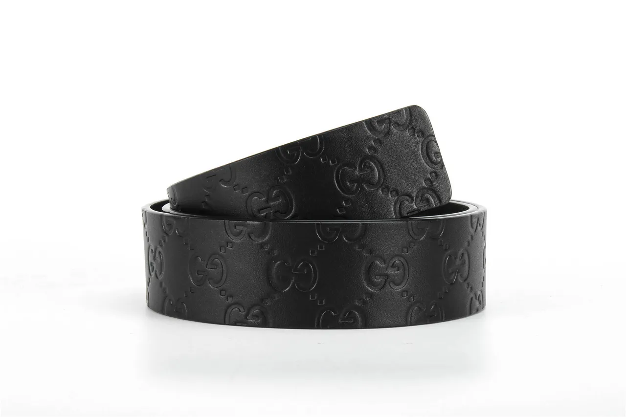 Gucci Cinto Preto Dourado GG-Embossed Polido Interlocking G Buckle Couro 3