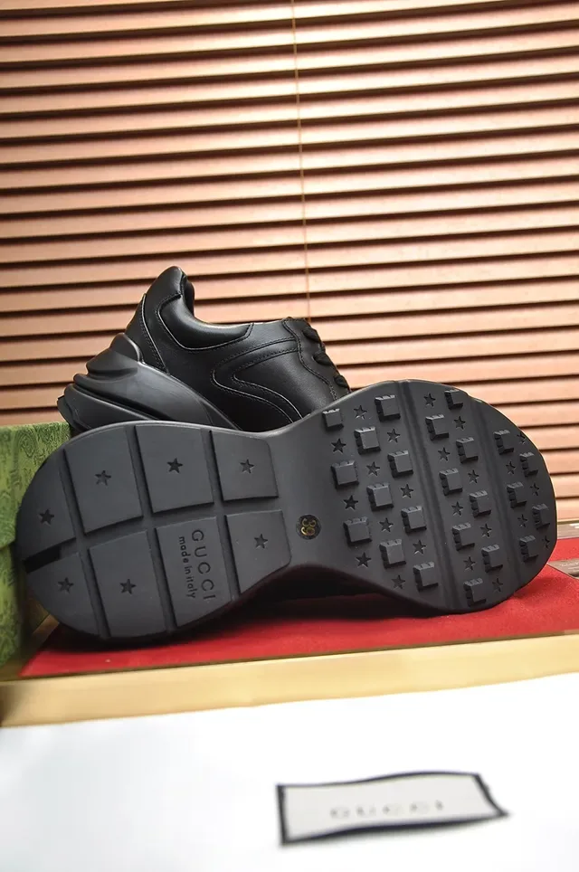 Gucci Black Leather Layered Sole Chunky Sneakers 2