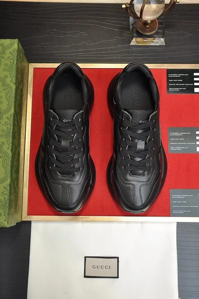 Gucci Black Leather Layered Sole Chunky Sneakers 4