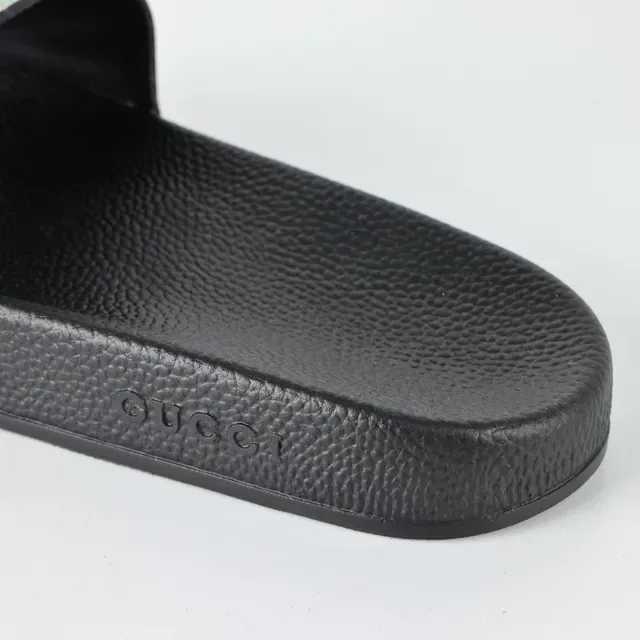 Gucci Black Multicolor Single-Strap Slide GG Monogram Canvas Slippers 4