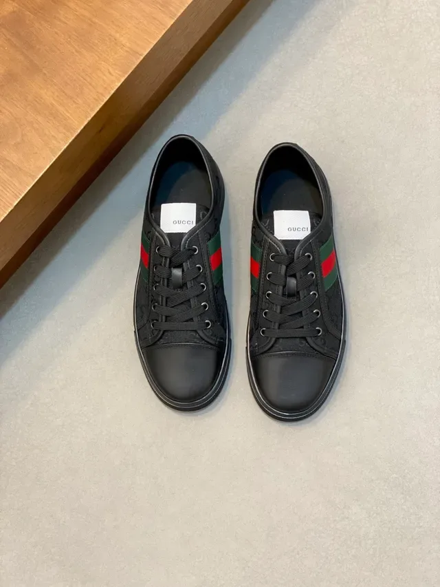 Gucci Black Red Canvas And Leather Upper Web Stripe Side Panel Lifestyle Sneakers 5