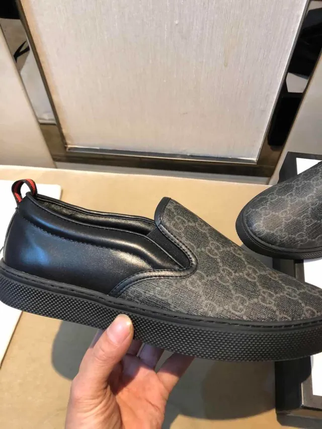 Gucci Noir Rouge GG Monogram Toile Cuir Borde Loafer 5