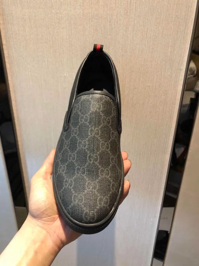 Gucci Noir Rouge GG Monogram Toile Cuir Borde Loafer 6