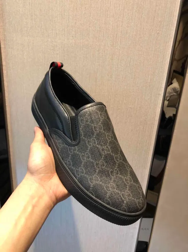 Gucci Noir Rouge GG Monogram Toile Cuir Borde Loafer 7