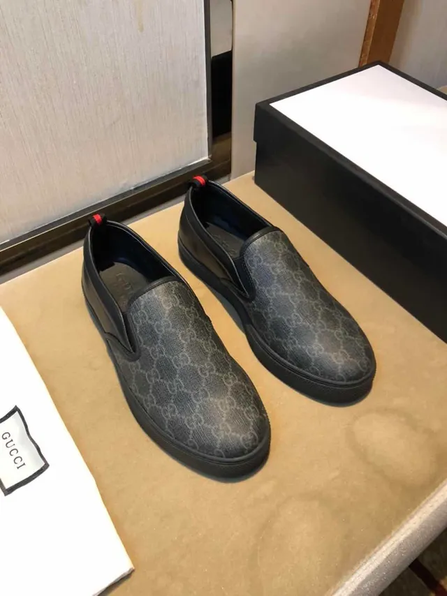 Gucci Noir Rouge GG Monogram Toile Cuir Borde Loafer 8
