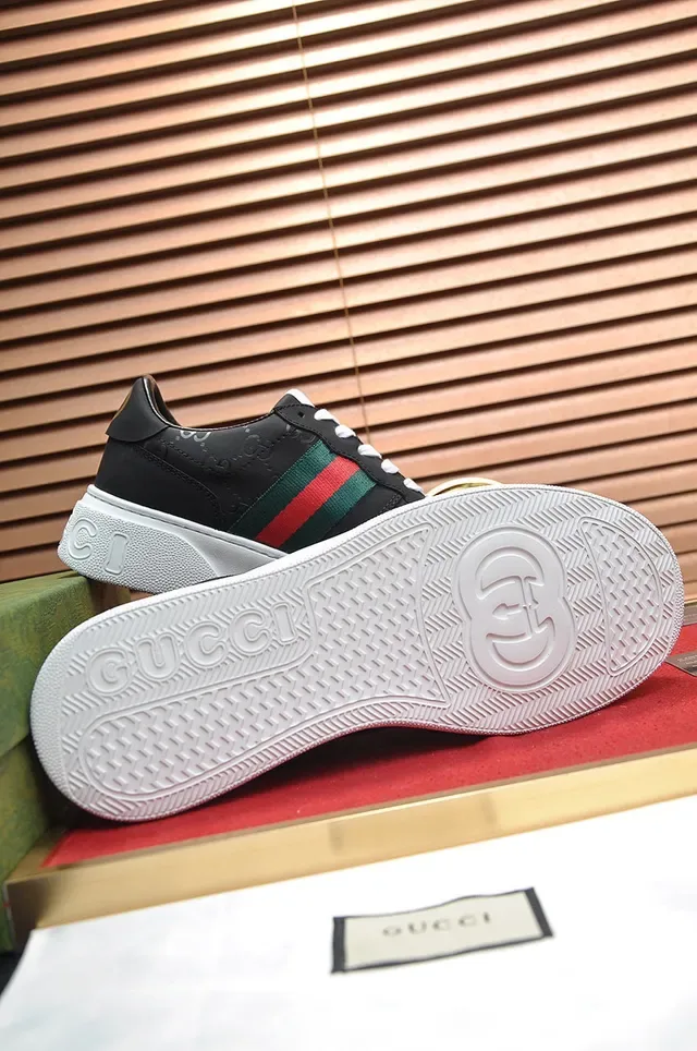 Gucci Black White Low-Top Platform Sole Lifestyle Sneakers 4