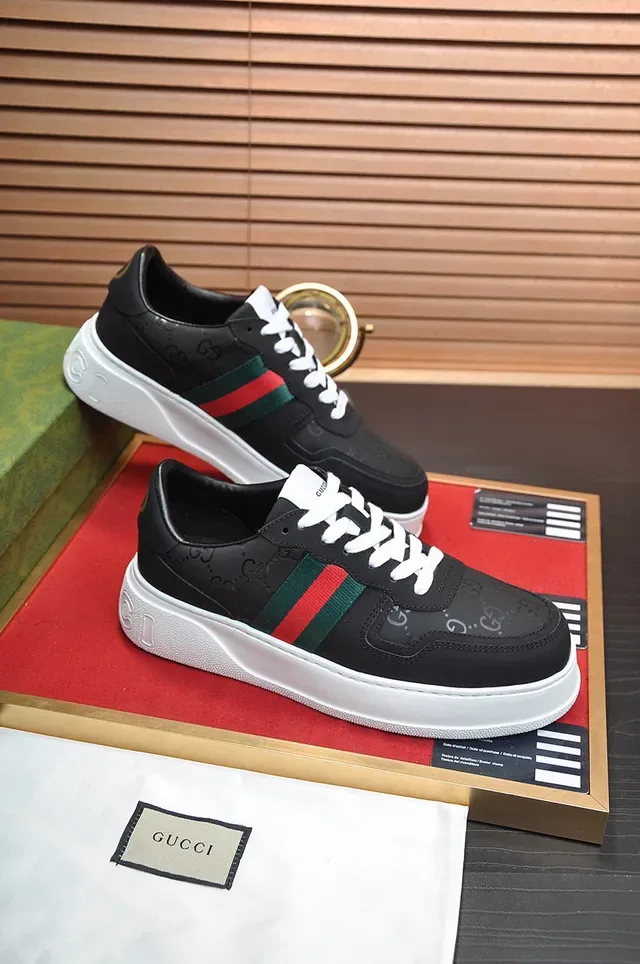 Gucci Black White Low-Top Platform Sole Lifestyle Sneakers 5