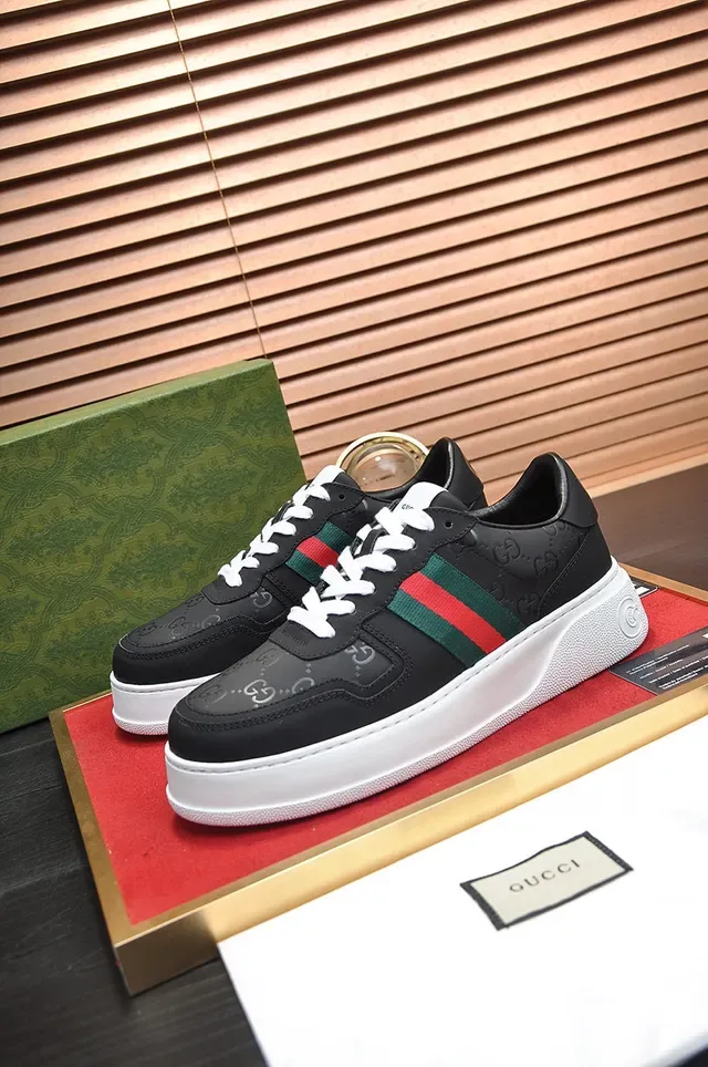 Gucci Black White Low-Top Platform Sole Lifestyle Sneakers 7