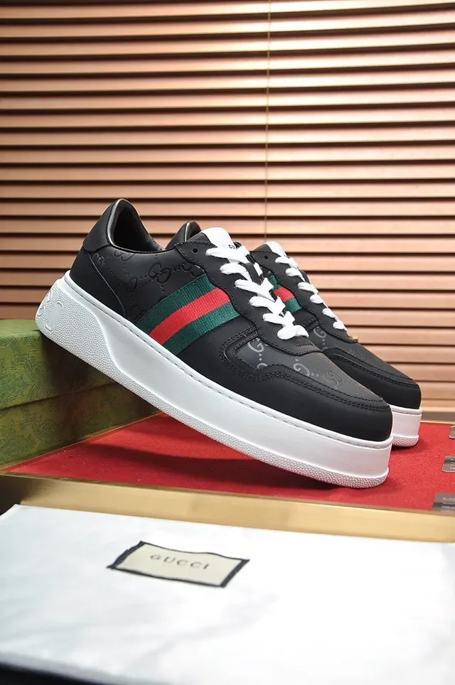 Gucci Black White Low-Top Platform Sole Lifestyle Sneakers 8