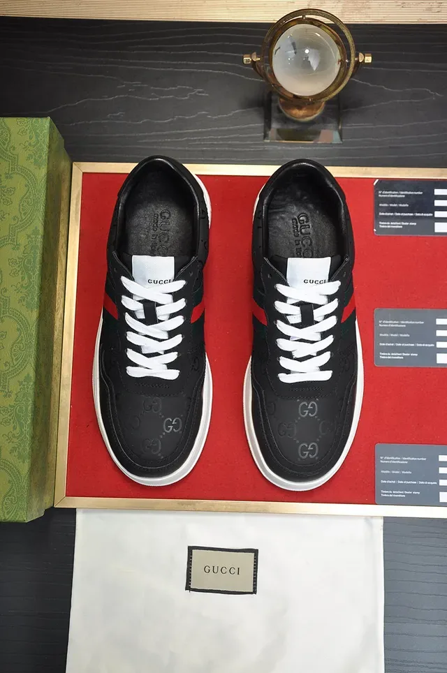 Gucci Black White Low-Top Platform Sole Lifestyle Sneakers 9
