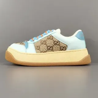 Gucci Blue Beige GG Monogram Canvas Color-Blocked Upper Lifestyle Sneakers