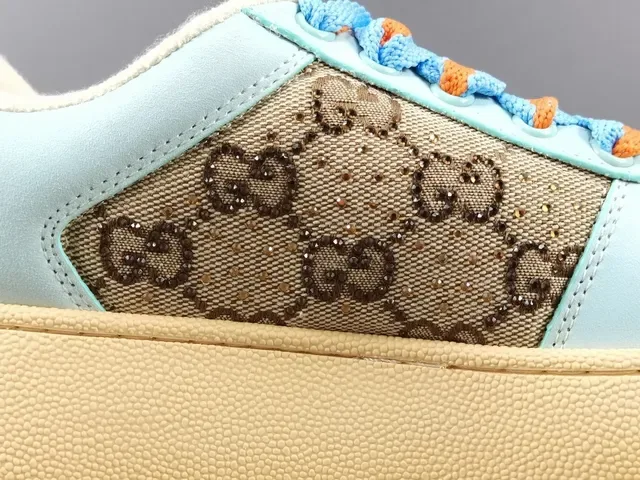 Gucci Blue Beige GG Monogram Canvas Color-Blocked Upper Lifestyle Sneakers 6