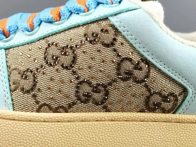 Gucci Blue Beige GG Monogram Canvas Color-Blocked Upper Lifestyle Sneakers 8