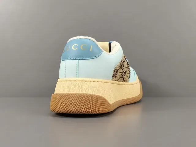 Gucci Blue Beige GG Monogram Canvas Color-Blocked Upper Lifestyle Sneakers 14