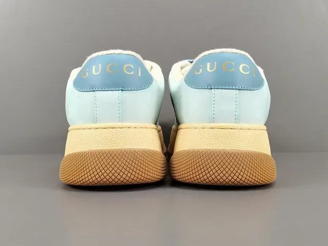 Gucci Blue Beige GG Monogram Canvas Color-Blocked Upper Lifestyle Sneakers 17