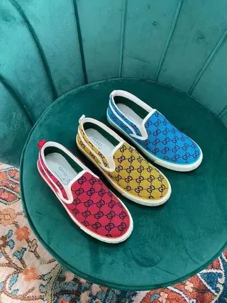 Gucci Blue White Slip-On GG Monogram Canvas Lifestyle Sneakers 6