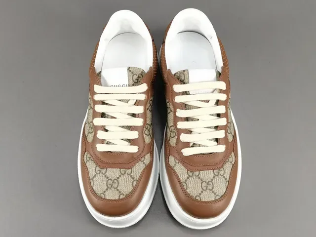 Gucci Brown Beige GG Monogram Canvas Leather Overlays Lifestyle Sneakers 16