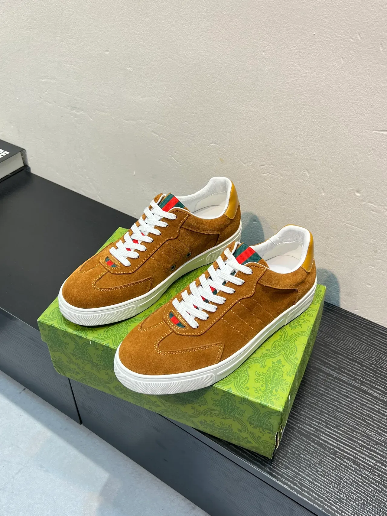 Gucci Brown Beige Suede Upper White Rubber Sole Lifestyle Sneakers 4