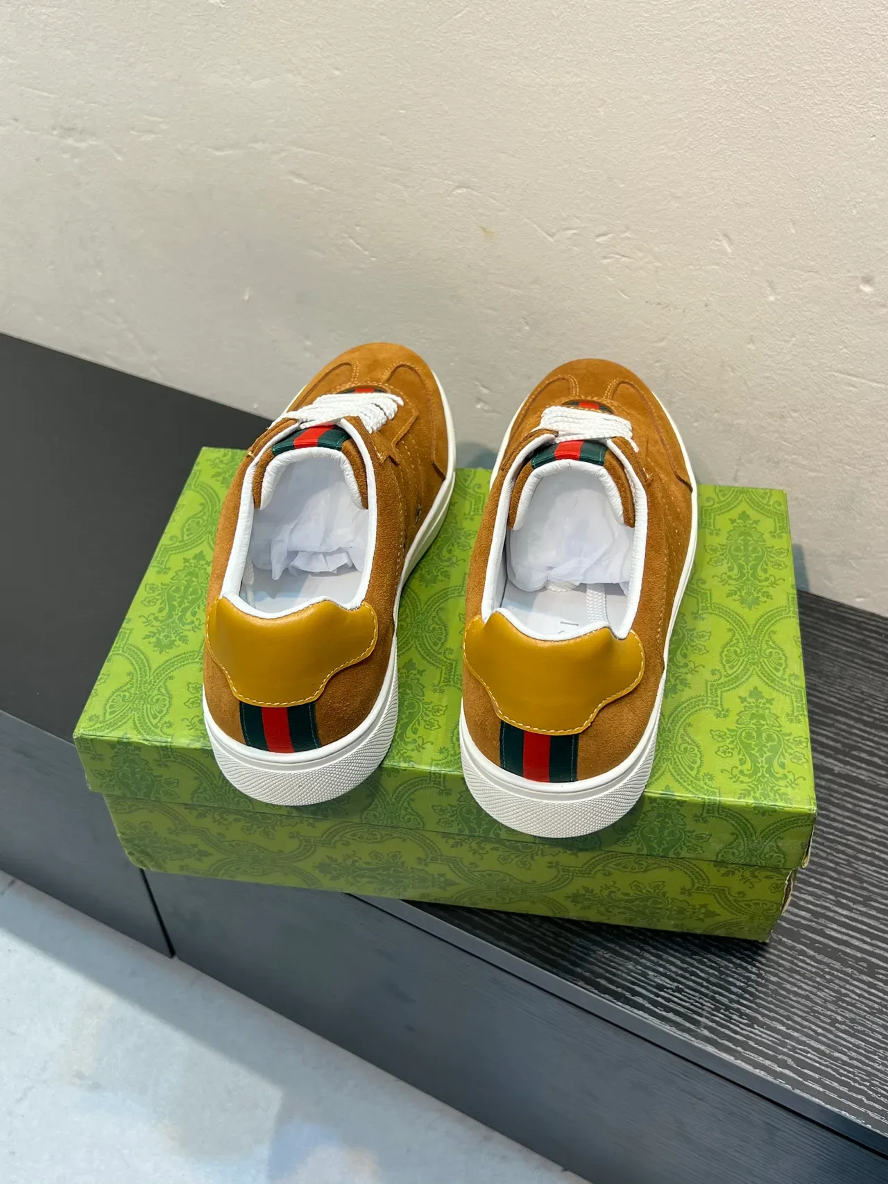 Gucci Brown Beige Suede Upper White Rubber Sole Lifestyle Sneakers 6