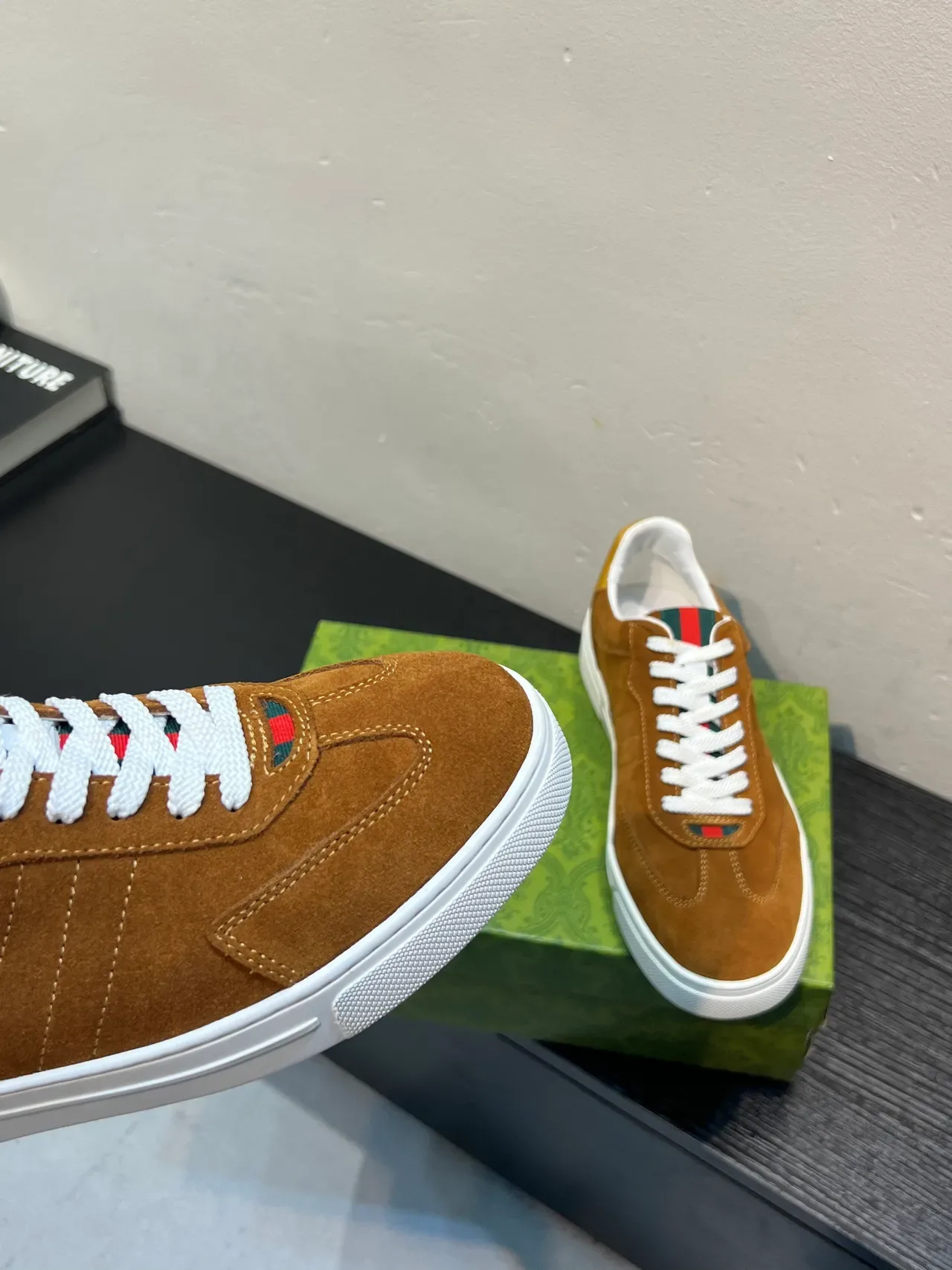 Gucci Brown Beige Suede Upper White Rubber Sole Lifestyle Sneakers 8