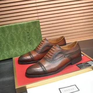 Gucci Brown Black Cap-Toe Brogue