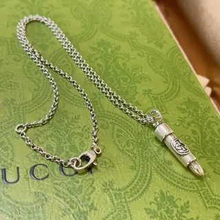 Gucci Bullet Pendant Silver-Tone Cable Chain Necklace