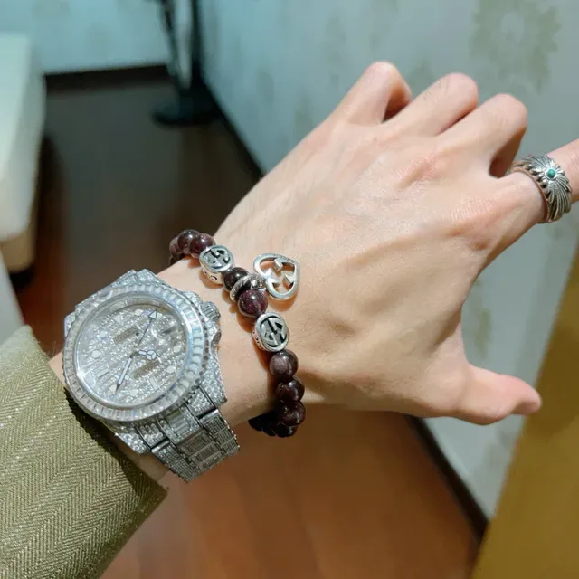 Gucci Burgundy Silver Beaded Interlocking G Charms Bracelet 5