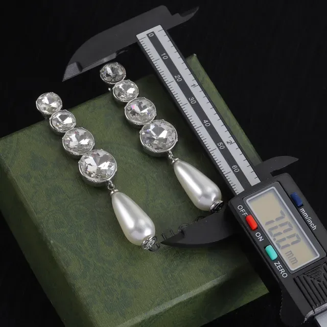 Gucci Crystal Cascade Teardrop Pearl Earrings 2