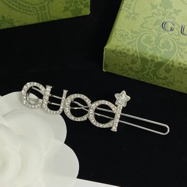 Gucci Crystal Logo and Star Hair Clip Brooch 3