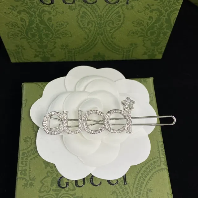 Gucci Crystal Logo and Star Hair Clip Brooch 4