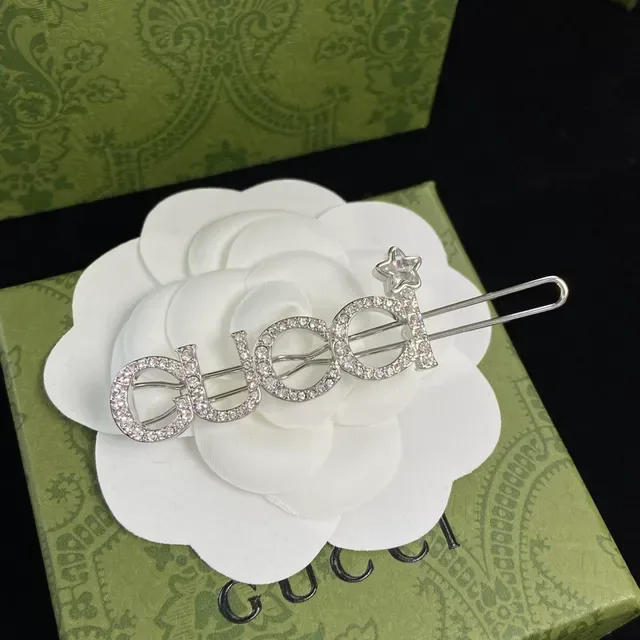 Gucci Crystal Logo and Star Hair Clip Brooch 6