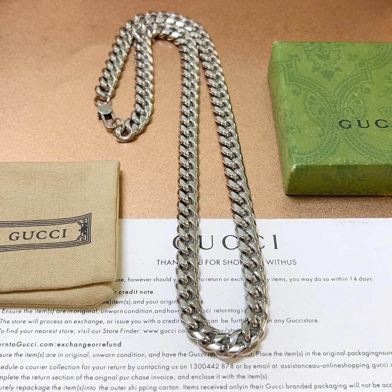 Gucci Curb-Link Chain Silver-Tone Necklace 3