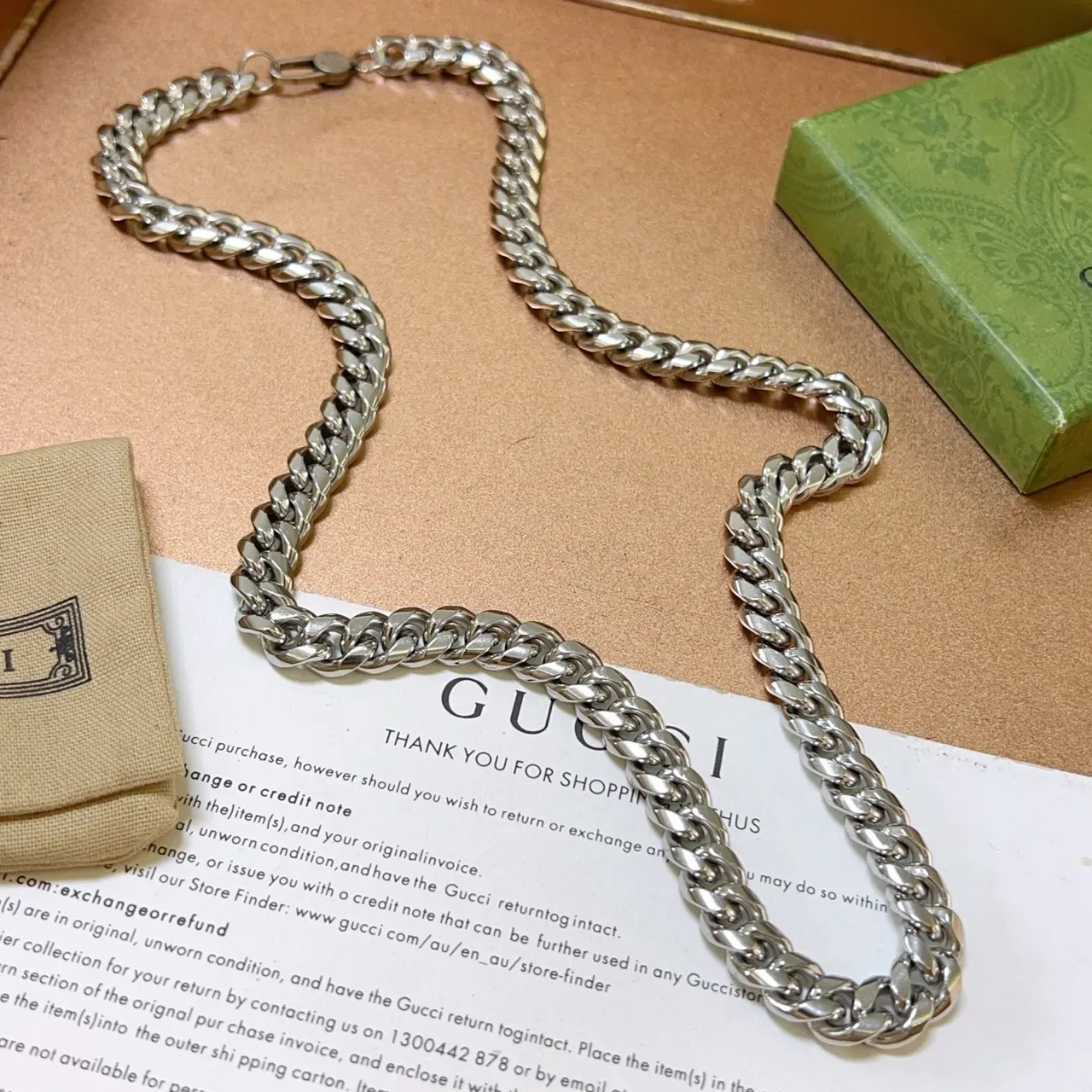 Gucci Curb-Link Chain Silver-Tone Necklace 4